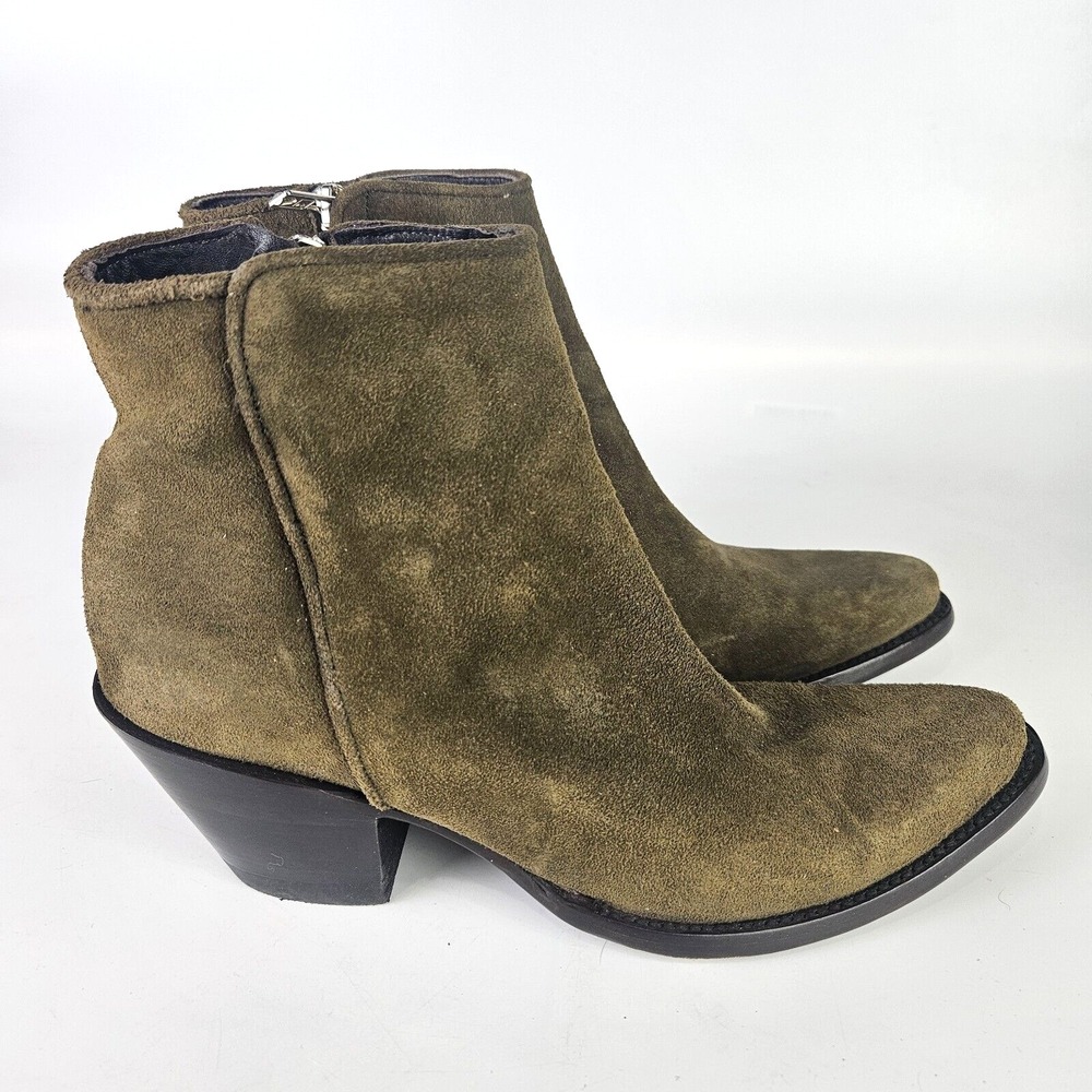 Overland Women's Green Suede Western Cowboy Boots Ankle Zip Size: 8 B
